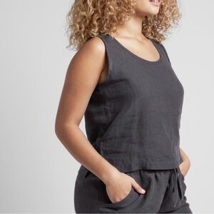 Parachute Small Charcoal Linen Sleeveless Tank Crop Top Relaxed Fit